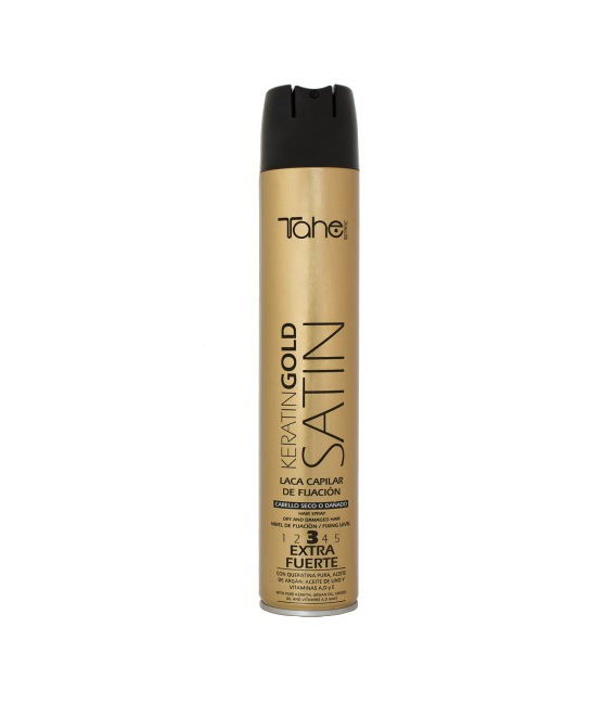 Tahe Keratin Gold Satin Lacquer Dry Or Damaged Hair Fixation 3 400ml