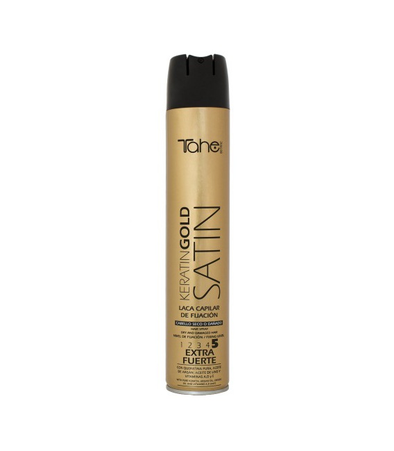 Tahe Keratin Gold Satin Lacquer Dry Or Damaged Hair Fixation 5 400ml