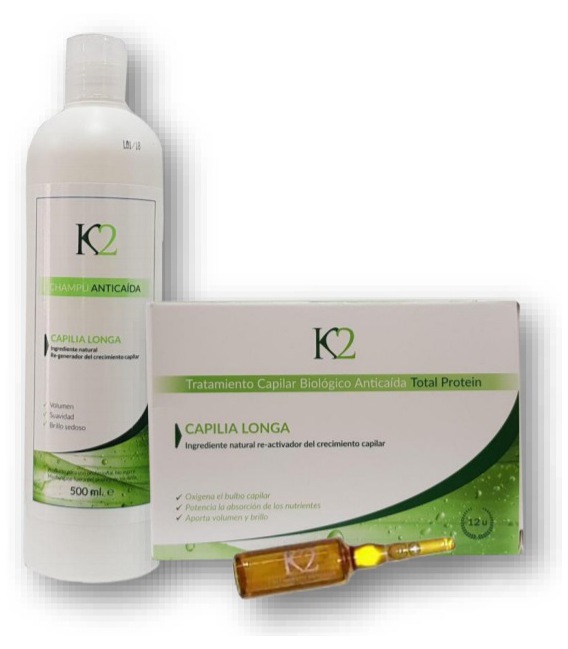 K2 Pack Anti-Queda Capia Longa Shampoo 500ml + Tratamento 12x10ml